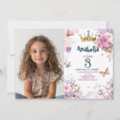 Invitation Fête d'anniversaire de la petite princesse Floral  (Devant)