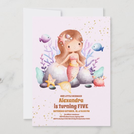 Invitation Fête d'anniversaire de la petite sirène (Devant)