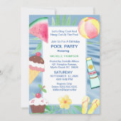 Invitation Fête d'anniversaire de la piscine (Devant)