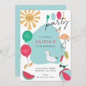 Invitation fête d'anniversaire de la piscine (Devant / Derrière)