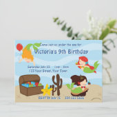 Invitation Fête d'anniversaire de la piscine de sirènes pour (Debout devant)