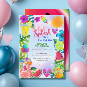 Invitation fête d'anniversaire de la piscine d'été de Hawaii