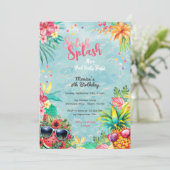 Invitation fête d'anniversaire de la piscine d'été de Hawaii (Debout devant)