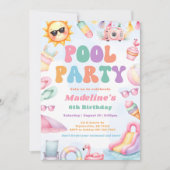 Invitation Fête d'anniversaire de la piscine d'été modifiable (Devant)
