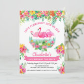 Invitation Fête d'anniversaire de la piscine tropicale modern (Debout devant)