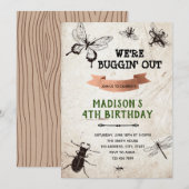 Invitation Fête d'anniversaire de la piste d'insecte de la na (Devant / Derrière)