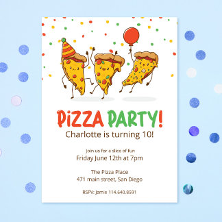Invitation Fête d'anniversaire de la pizza drôle