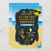 Invitation Fête d'anniversaire de la plage Bassh Sand Castle (Devant / Derrière)