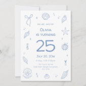 Invitation Fête d'anniversaire de la plage Blue (Devant)