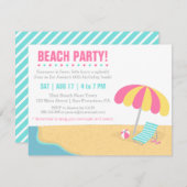 Invitation Fête d'anniversaire de la plage d'été des adolesce (Devant / Derrière)