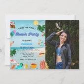 Invitation Fête d'anniversaire de la plage moderne (Devant)