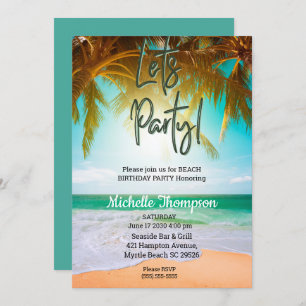 Invitation Fête d'anniversaire de la Plage Tropical