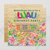 Invitation Fête d'anniversaire de la plage tropicale de Luau (Devant / Derrière)