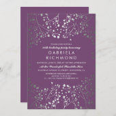 Invitation Fête d'anniversaire de la Plum Élégante pour bébé (Devant / Derrière)