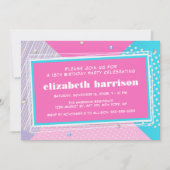 Invitation Fête d'anniversaire de la Pop Art de Retro 80 (Devant)