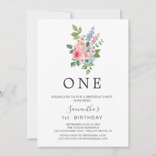 Invitation Fête d'anniversaire de la première floraison de ce (Devant)