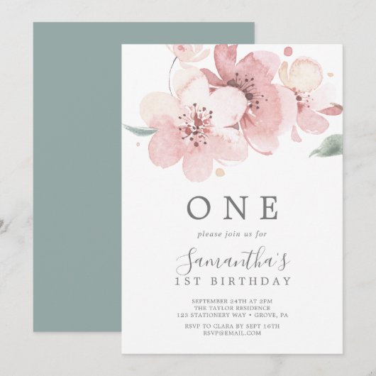 Invitation Fête d'anniversaire de la première floraison de ce (Devant / Derrière)