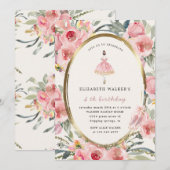 Invitation fête d'anniversaire de la princesse de ballerine (Devant / Derrière)