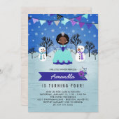 Invitation Fête d'anniversaire de la princesse d'hiver afro-a (Devant / Derrière)