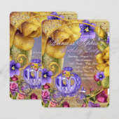 Invitation Fête d'anniversaire de la princesse du conte de fé (Devant / Derrière)