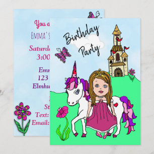Invitation Fête d'anniversaire de la princesse et de la fille