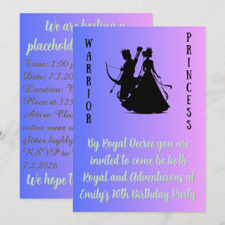 Invitation Fête d'anniversaire de la princesse guerrière de b