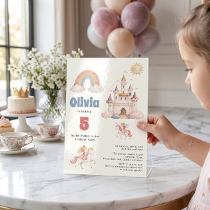 Invitation Fête d'anniversaire de la princesse licorne de con