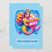 Invitation Fête d'anniversaire de la princesse Mermaid (Devant / Derrière)