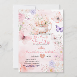 Invitation Fête d'anniversaire de la Princesse Papillon Rose 