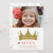 Invitation Fête d'anniversaire de la princesse rose (Devant / Derrière)