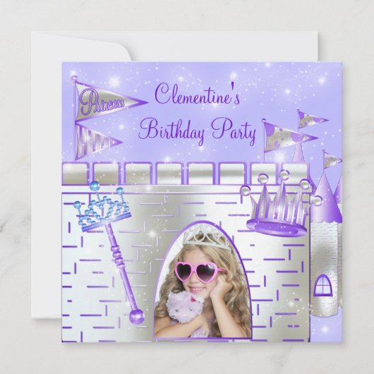 Invitation Fête d'anniversaire de la Princesse Violette (Devant)