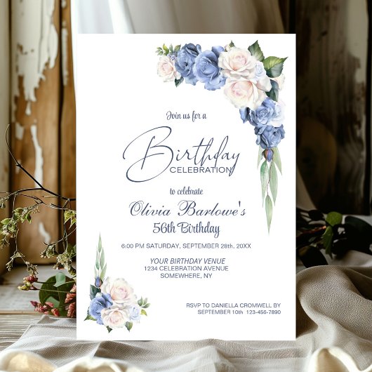 Invitation Fête d'anniversaire de la Rose Bleue