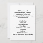 Invitation Fête d'anniversaire de la Rose noire et blanche (Dos)