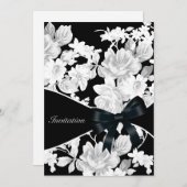 Invitation Fête d'anniversaire de la Rose noire et blanche (Devant / Derrière)