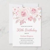 Invitation Fête d'anniversaire de la Rose rose vif Elégante f (Devant)