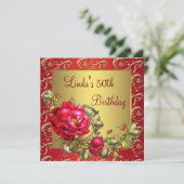 Invitation Fête d'anniversaire de la Rose rouge (Debout devant)