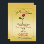 Invitation Fête d'anniversaire de la Rose rouge dorée jaune<br><div class="desc">Invitations de fête d'anniversaire</div>