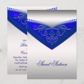 Invitation Fête d'anniversaire de la Royal Blue Ivory Sweet s (Devant / Derrière)
