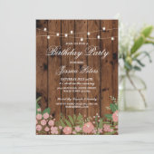 Invitation Fête d'anniversaire de la Russie Coral Floral Invi (Debout devant)