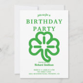 Invitation Fête d'anniversaire de la Saint-Patrick en vert tr (Devant)