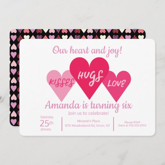 Invitation Fête d'anniversaire de la Saint-Valentin (Devant / Derrière)