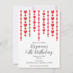 Invitation Fête d'anniversaire de la Saint-Valentin aux cœurs