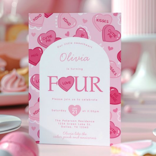Invitation Fête d'anniversaire de la Saint-Valentin Candy