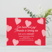 Invitation Fête d'anniversaire de la Saint-Valentin Cœurs flo (Debout devant)