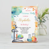 Invitation Fête d'anniversaire de la science pour enfants mod (Debout devant)