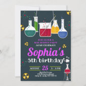 Invitation Fête d'anniversaire de la scientifique folle (Devant)