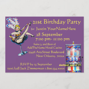 Invitation Fête d'anniversaire de la showgirl du jackpot de c