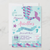 Invitation Fête d'anniversaire de la sirène (Devant)