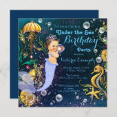 Invitation Fête d'anniversaire de la sirène (Devant / Derrière)