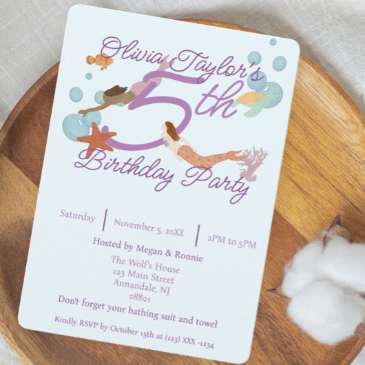 Invitation Fête d'anniversaire de la sirène